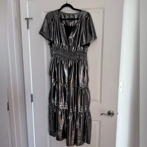 Anthropologie Silver Dress Size L/P